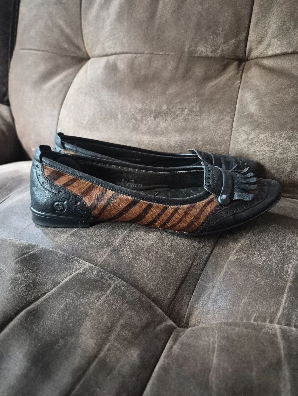 Born Animal Print Leather Flats 8M